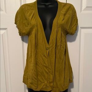 Mossimo Supply Co Yellow Ruched Blouse with V-Neck